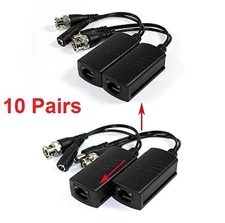 10 Pairs CCTV Coax BNC Video Power Balun Transceiver to CAT5E/6 Surge Protection