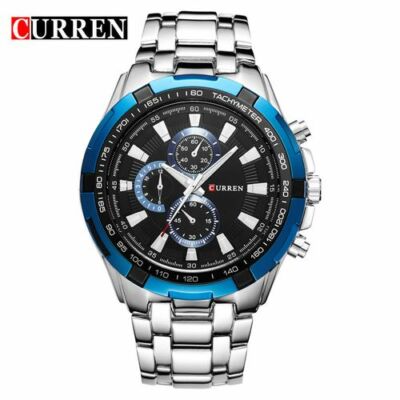 Armbanduhr Curren 8023 Herren Analog Quarz Modern Silver Blau Schwarz lac