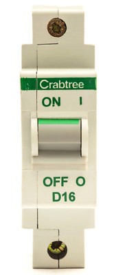 CRABTREE POLESTAR 60D/16 D16 16A CURVE D EINZELSCHALTER 16 AMP MCB MWST INC
