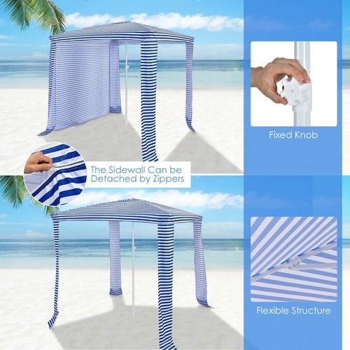 6.6 x 6.6' Outdoor Camping Beach Tent Foldable Beach Canopy w/Portable Carry Bag - Picture 9 of 10
