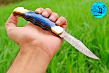 5" INCHES Damascus Steel TACTICAL Folding Pocket Knife Back Lock Survival 655