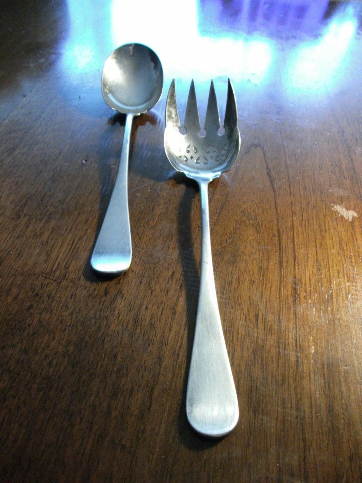 Antique CHRISTOFLE France Silver-Plated Serving Fork & Spoon c 1890 19th Century - Image 2 of 4