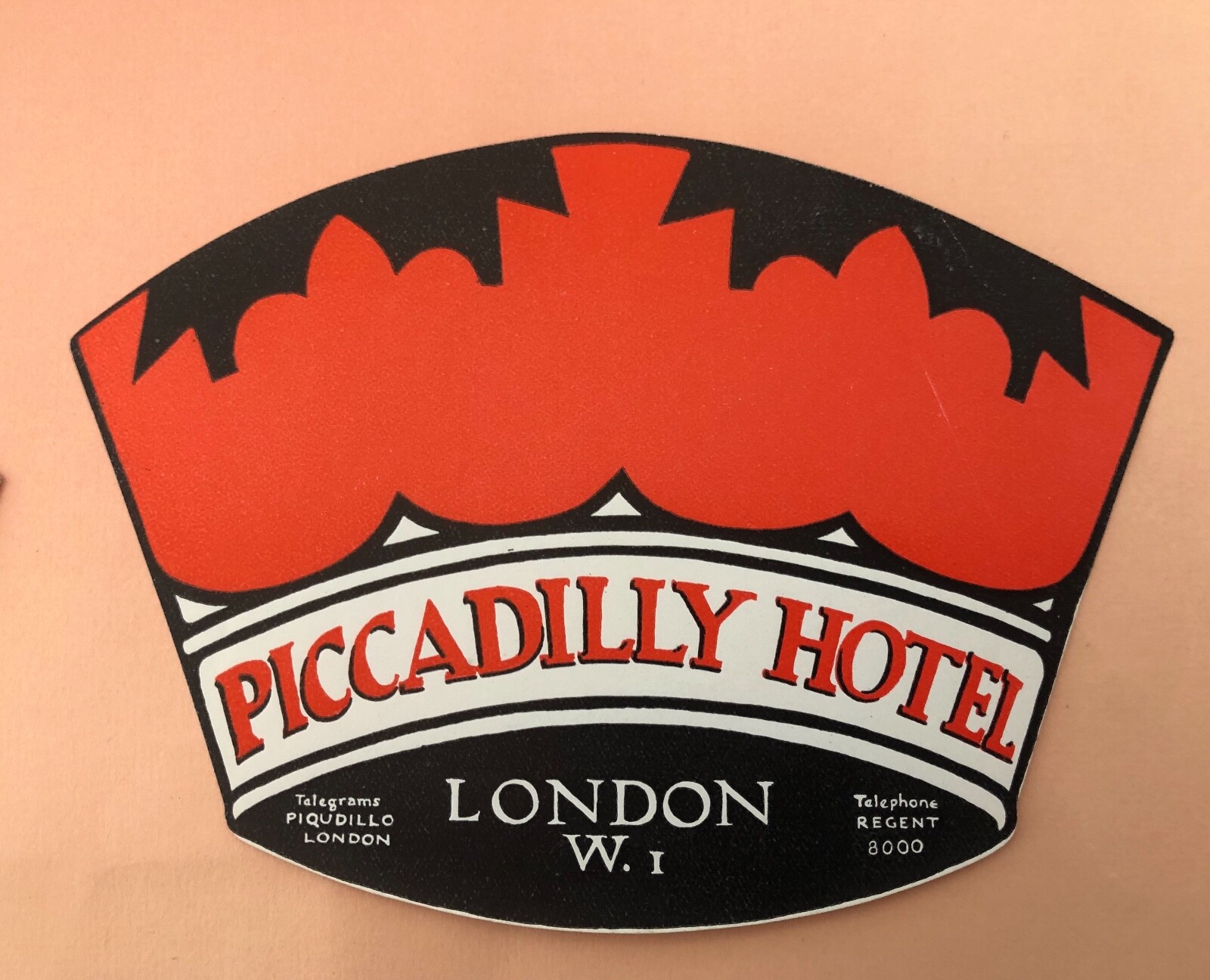 Vintage Luggage Label Hotel Piccadilly London UK Large Size-image