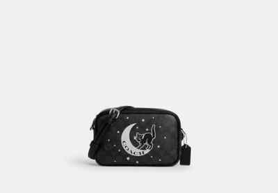   Coach Mini Jamie Camera Bag In Signature Canvas With Halloween Black CAT Moon