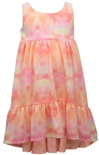 NWT Bonnie Jean Girls Size 5 Sleeveless Tiered Peach Pink Tie Dye Dress