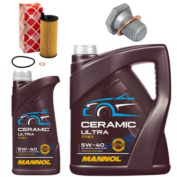 MotoröL Filter Set Mannol 5W-40 6 Liter + Schraube FüR BMW 3Er 316 E91 E90 116PS-image
