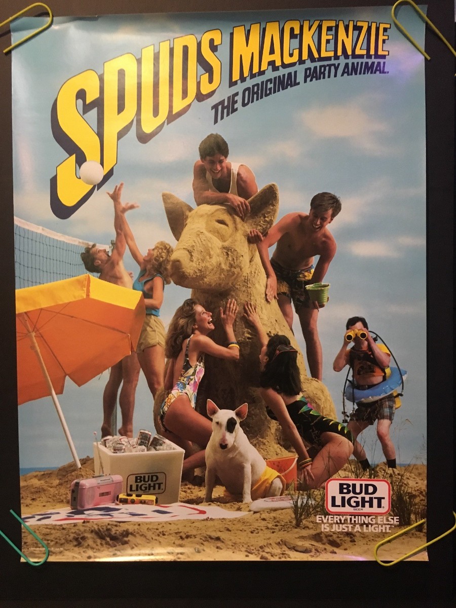 Spuds MacKenzie Original Party Animal Vintage Poster Bud Light Spuds MacKenzie Original Party Animal Vintage Poster Bud Light