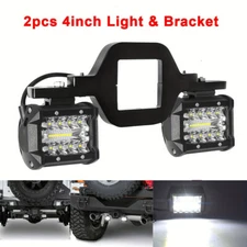 4" Tow Hitch Mounting Bracket COMBO LED Work Light Pods Backup Reverse For Truck