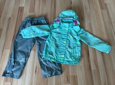 Regenanzug Gr.98/104 Regenjacke impidimpi Regenhose TOP Grün Grau Kapuze