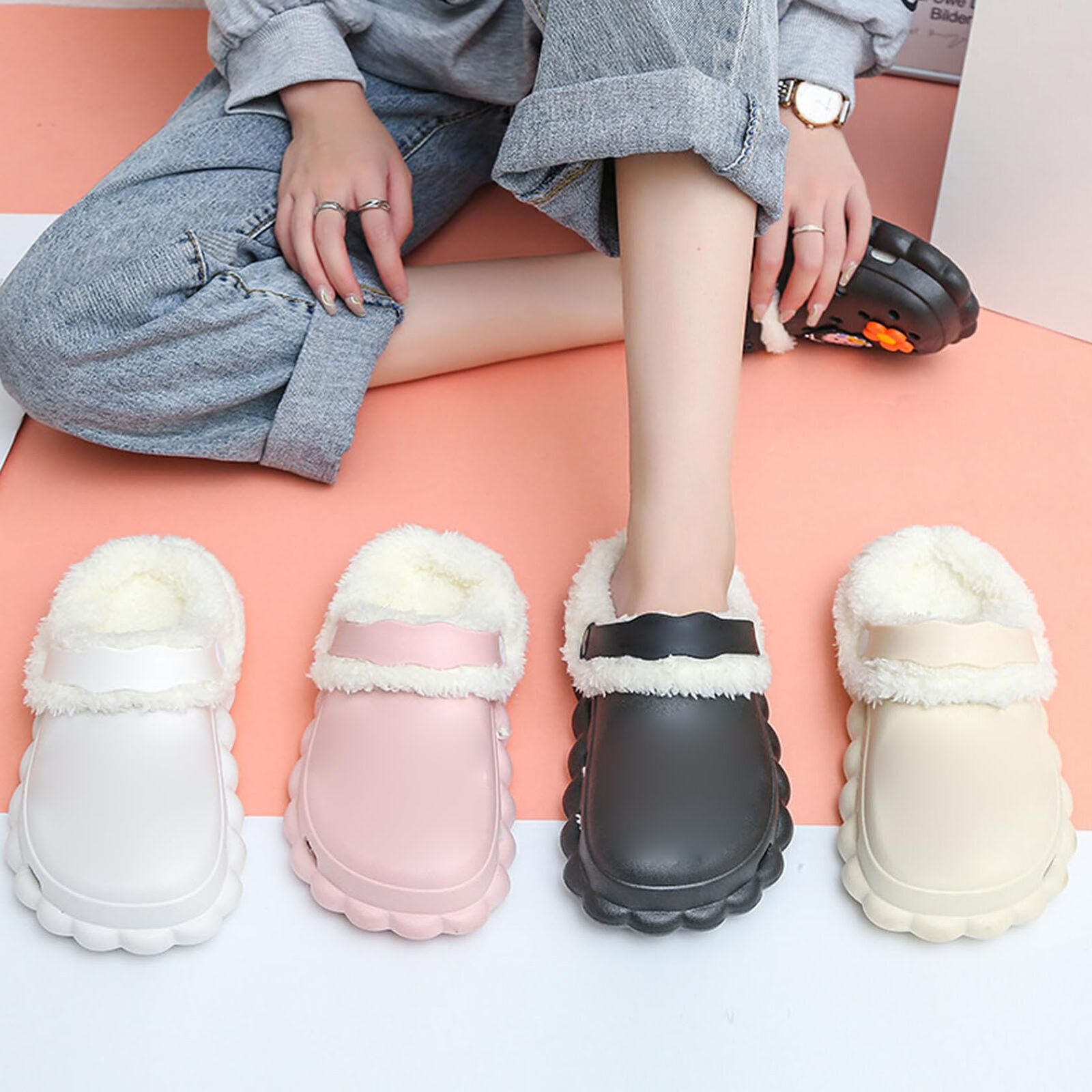 For Replacement Crocs Fur Insoles Liners Furry Inserts Crocs Shoes Clogs UK image 3