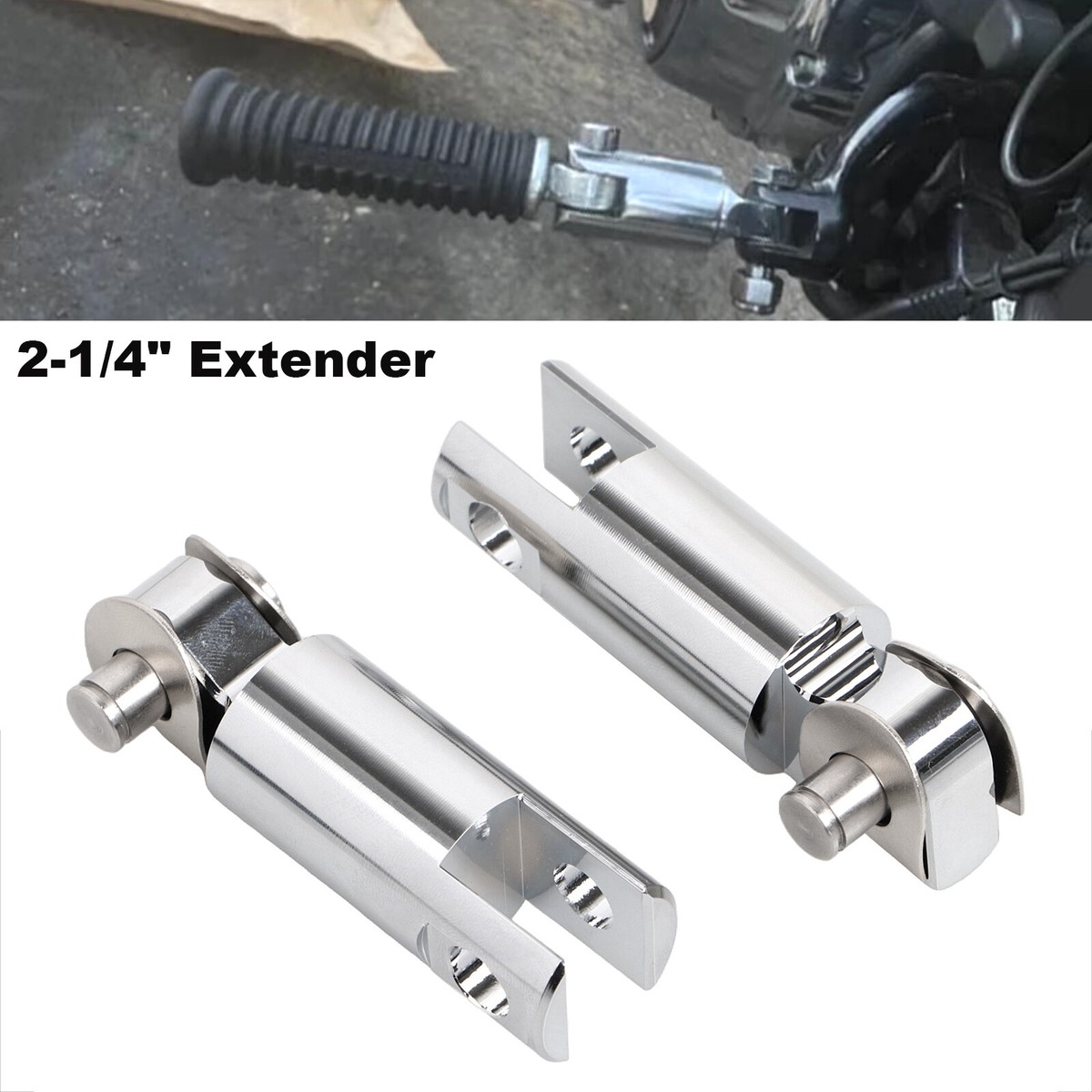 Lenkdou Chrome Foot Peg Extension Brackets For Harley Touring Road Glide Sportster – Male Mounts With Relocation Kit