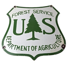 Vintage Forest Service Porcelain Sign - Agricultural National Park Gasoline Sign