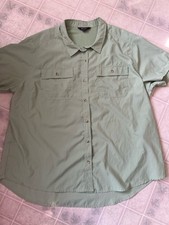 Eddie Bauer Shirt Men's XXL Green Solid Button Down Outdoor Relaxed Active Fit