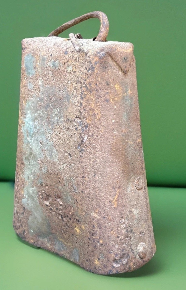 Vintage Early 1900s Cowbell Hand Forged Riveted Cow Bell Curved