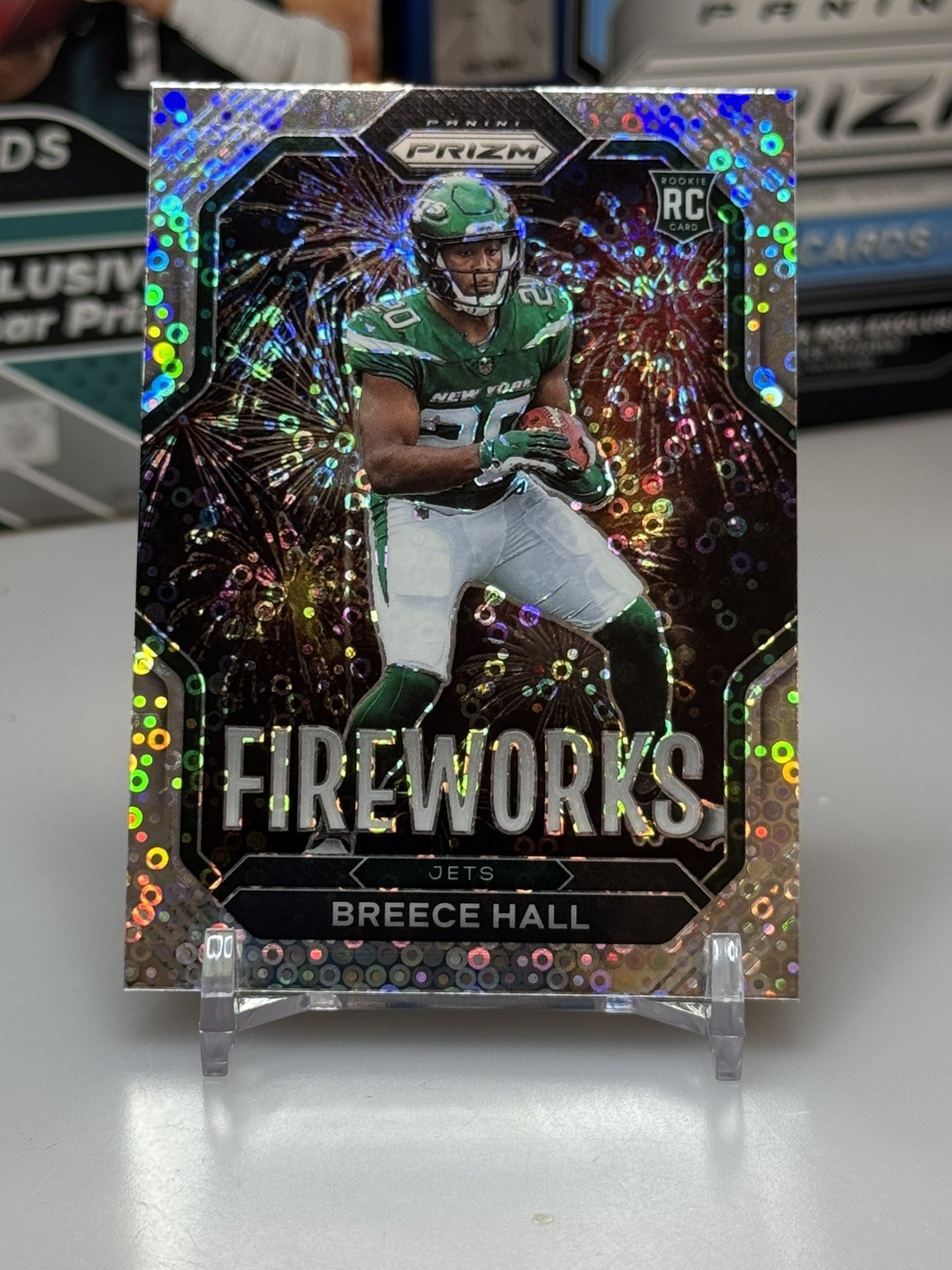 2022 Panini Prizm Breece Hall Fireworks No Huddle Disco Rookie RC #F-24 Jets