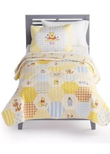 Disney Winnie The Pooh Patchwork Quilt Set Big One Kids Bedding NEW Twin 2-Piece