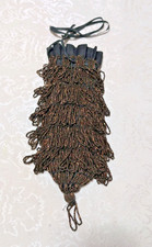 Vintage Reticule Bag Victorian Beaded Brown Layered Black Cloth Inside