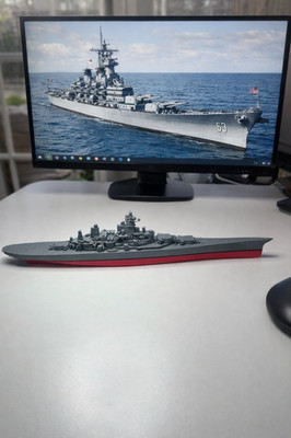 USS Missouri Battleship Display Model 3D Printed Naval Warship Desk Display