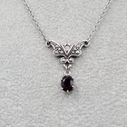 Vintage Avon Red Stone Pendant Necklace Silver tone 18" Estate Costume Jewelry