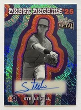 2026 LEAF METAL BASEBALL STEELE HALL #3/5 DRAFT DREAMS 25 BLUE SHIMMER AUTO