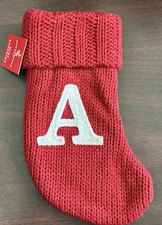 Target Red Knit Christmas Stocking Monogrammed Letter A Lined Reusable