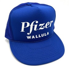 Vintage Pfizer Pharmaceutical Trucker Hat Cap Blue Snapback Wallula Washington