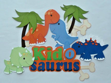 Premade Scrapbook Title  Pieces, Kid-O-Saurus, Palm Trees, Bones, Dinosaurs