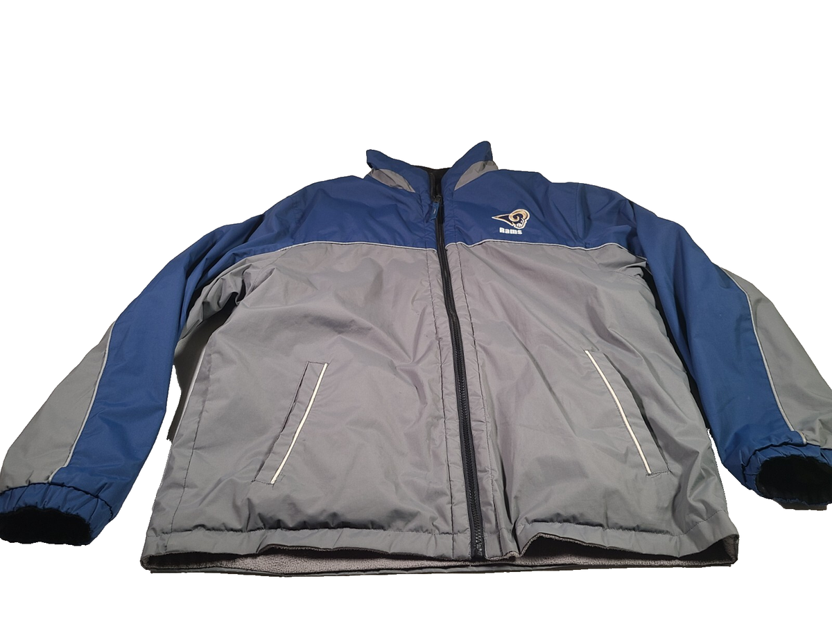 St Louis Rams Jacket Mens XL Gray Blue Reversible Full Zip Lined