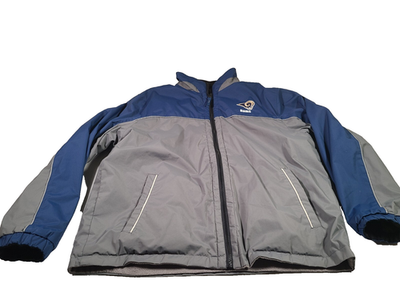 St Louis Rams Jacket Mens XL Gray Blue Reversible Full Zip Lined