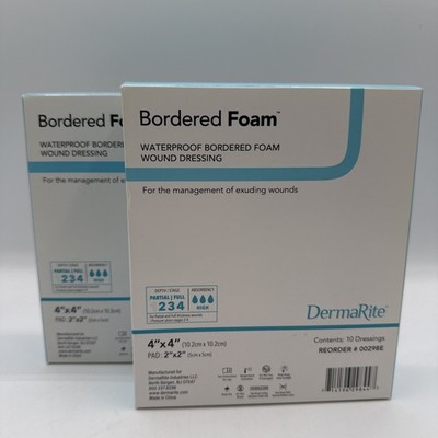2 BorderedFoam Foam Dressing 4 x 4'' Square With Border 10 per Box