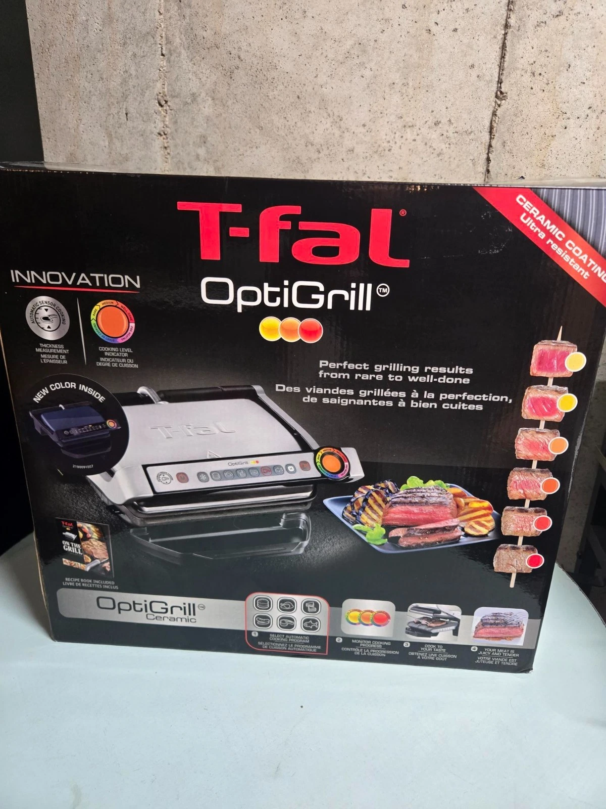New T-Fal OptiGrill/Opti-Grill Electric Indoor Grill New Blue Color
