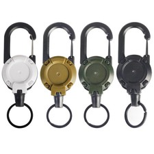 1PC Heavy Duty Retractable Key Chain Steel Wire Rope Carabiner Buckle Key Holder