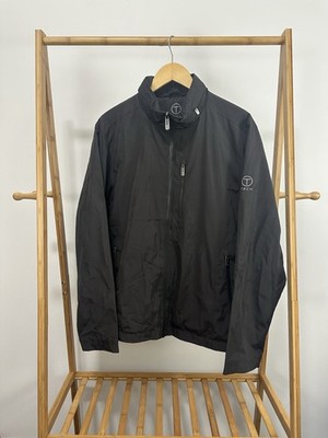 T Tech by Tumi Men's Black Full Zip Hooded Packable Jacket Windbreaker Size L