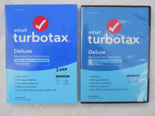 2020 TurboTax Deluxe Tax Preparation CD Windows & Mac Federal & State