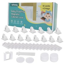 Pack Magnetic Cabinet Locks Baby Proofing - Child Safety Latches for 15