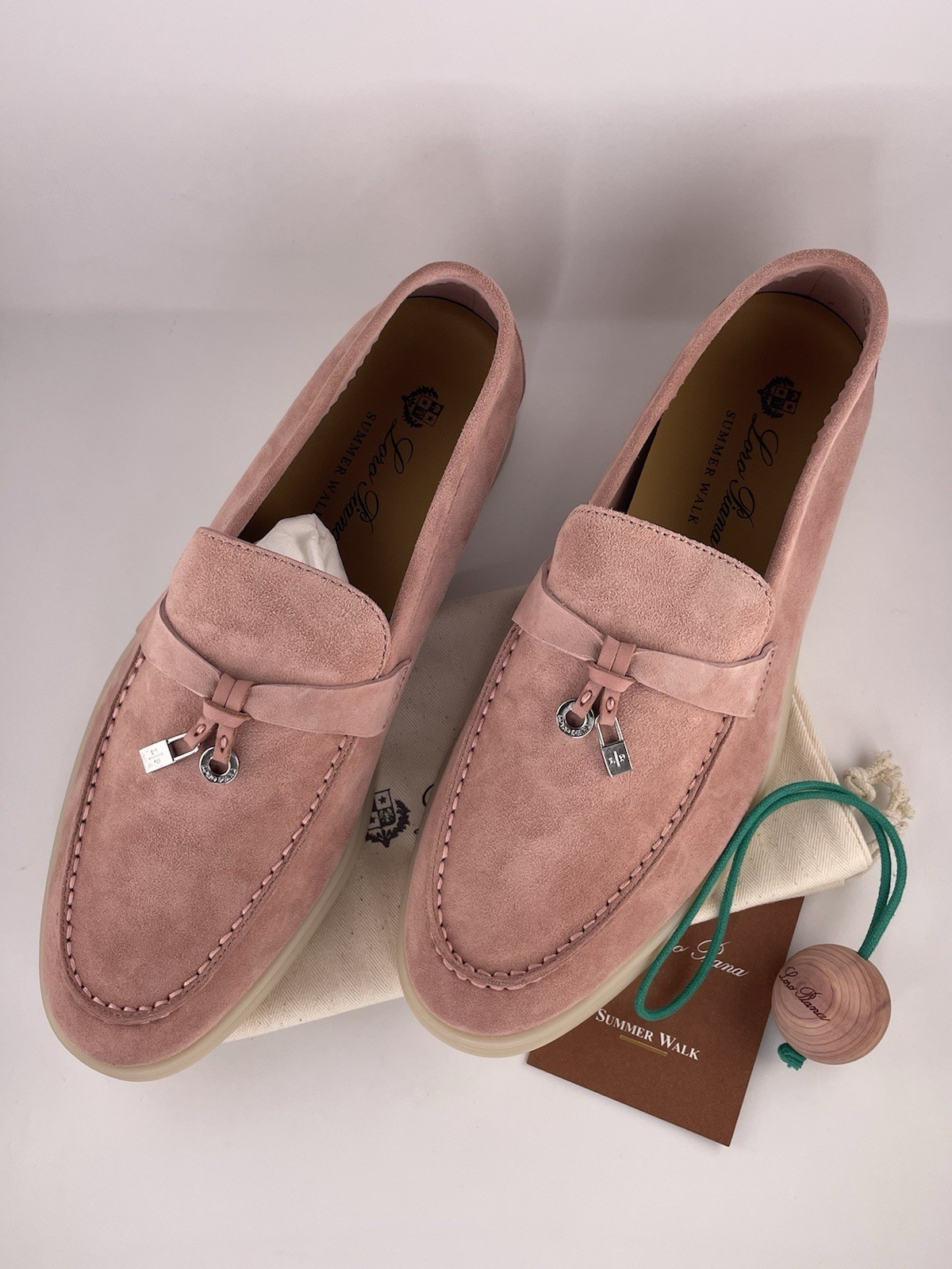 Loro Piana Light Pink Suede Summer Charm Walk Loafers Women’s EU 38 US 7.5 Flats