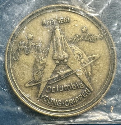 1981 NASA COLUMBIA SPACE SHUTTLE COIN Made w/ Shuttle Metal In Original Package
