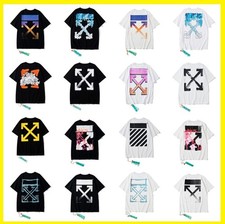 Graffiti Arrow Print Casual Short Sleeve Tee Top OFF WHITE OW Unisex T-Shirt NEW