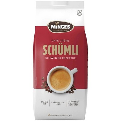 MINGES CAFFÈ CREMÉ Schümli Kaffeebohnen, Arabica- und Robustabohnen mild, 1...