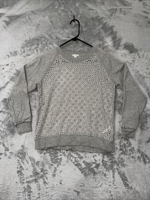 Gap Designed And Crafted Women s Small Gray See Through Pattern Sweater