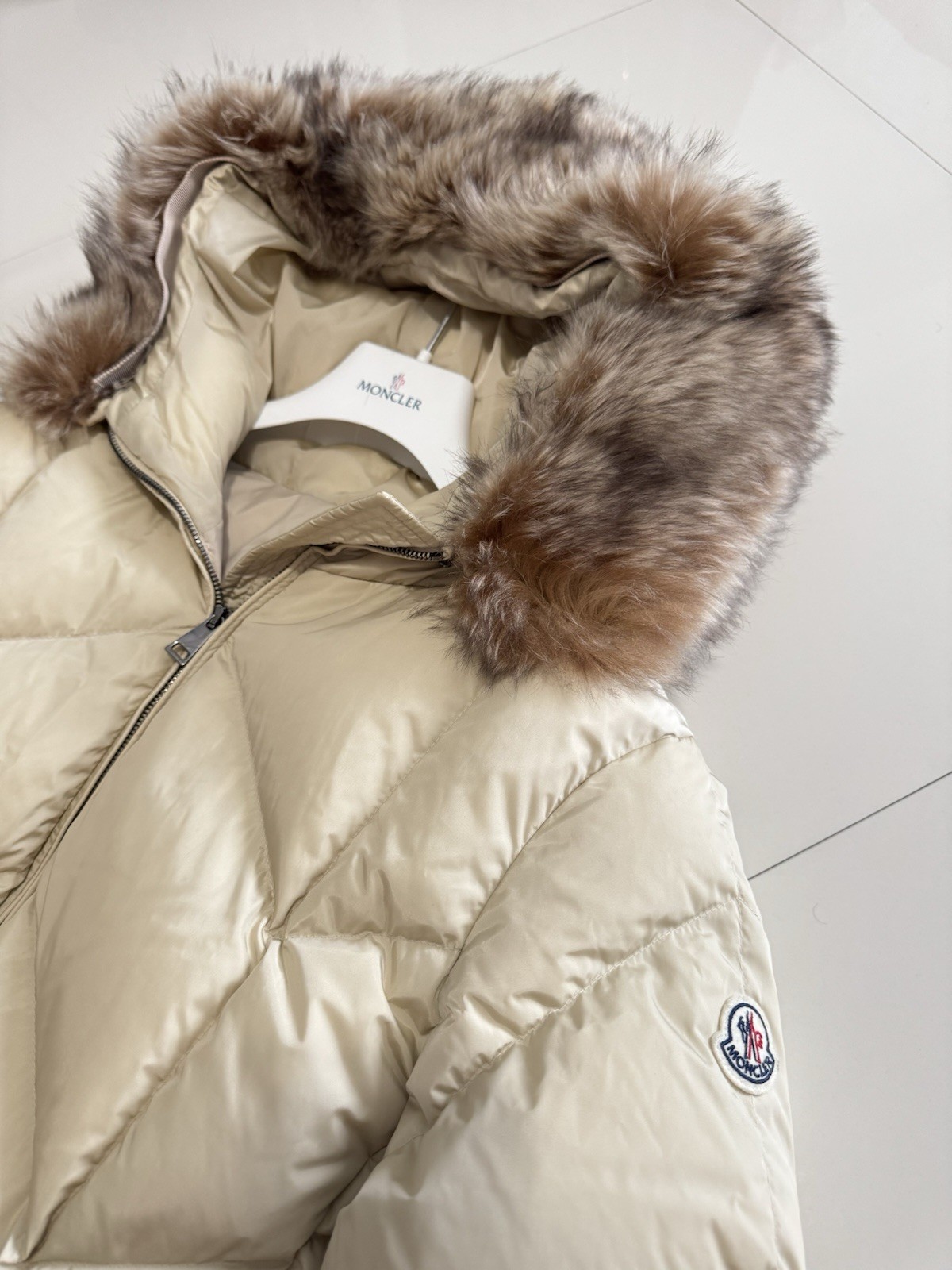 Moncler Loriot Shearling Trim Down Jacket Beige S… - image 3