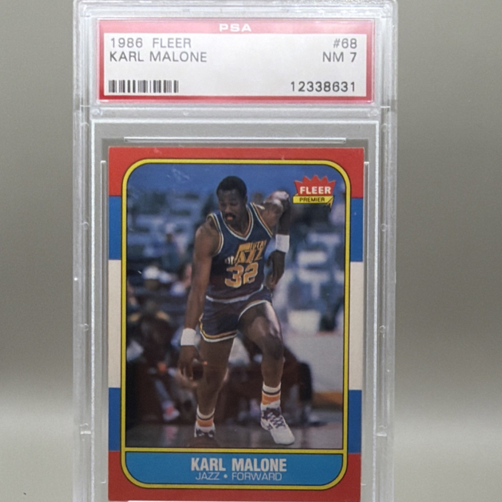Fleer 1986-87 Karl Malone Rookie #68 Utah Jazz PSA NM 7 Basketball Card
