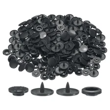 400 Set Plastic Snaps T5 Round Resin No-Sew Button Fasteners Kit, Black