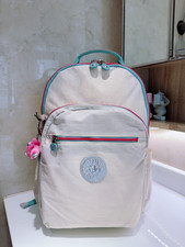 Mochila grande para portátil Kipling Seoul up 15" pintura alabastro beige 45 cm H nueva con etiquetas