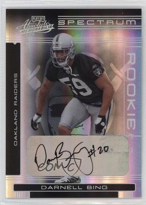 2006 Playoff Absolute Memorabilia 45/100 Darnell Bing #208 Rookie Auto RC 4f5