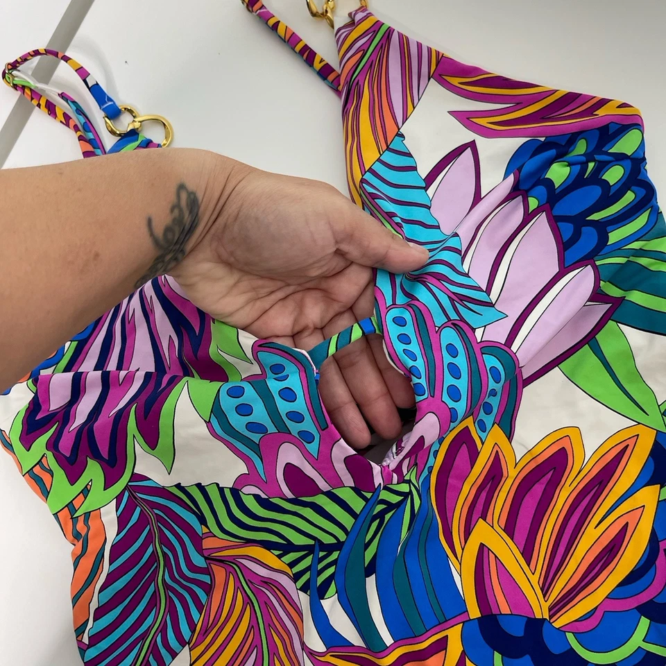 Traje de baño Trina Turk de una pieza talla 8 10?  Multi Paradise Plume V Plunge Tropical Foto 4 de 4