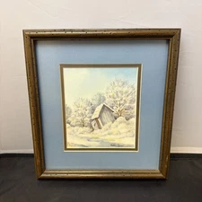 Laurine Kimmel Outhouse Watercolor One Of A Kind Original 6.5x7.5” Matted Framed