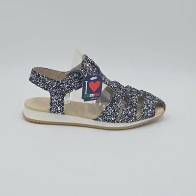 Damenschuhe Antik Leder Gr. 36 Sandalen Silber Glitzer 111AB