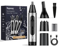 Ear and Nose Hair Trimmer for Men, USB Rechargeable Clipper Silver black
