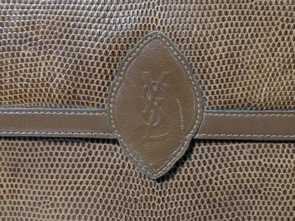 Borsa a tracolla Yves Saint Laurent vintage logo lucertola marrone